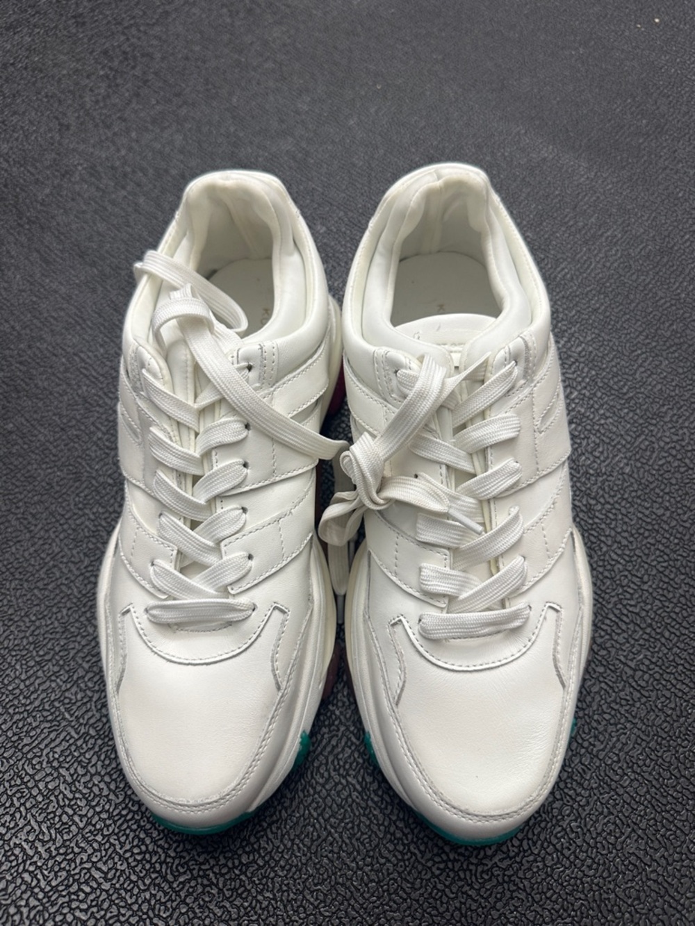 Kurt Geiger White Leather Sneakers with Teal Accents